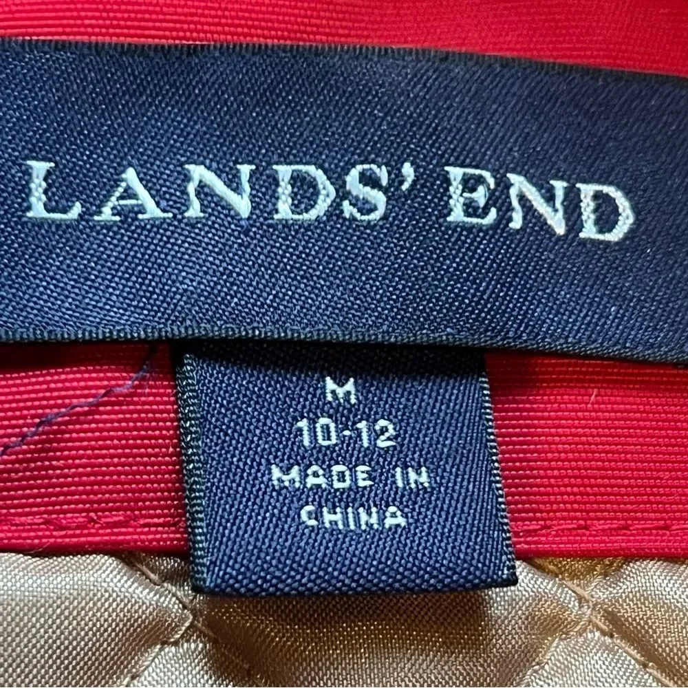 Lands' End Women's Red Winter Coat with Faux Fur Collar Lined Size M(10-12)